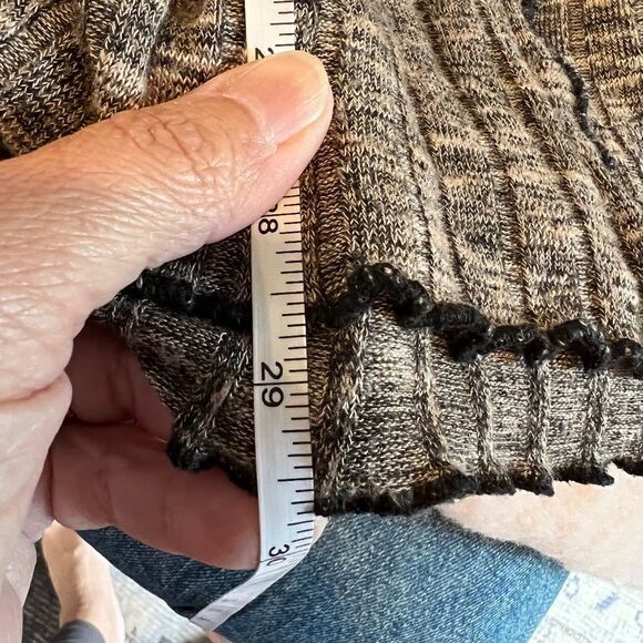 Michael Stars marled Black and Tan short sleeve sweater with raw edge S - Picture 11 of 11